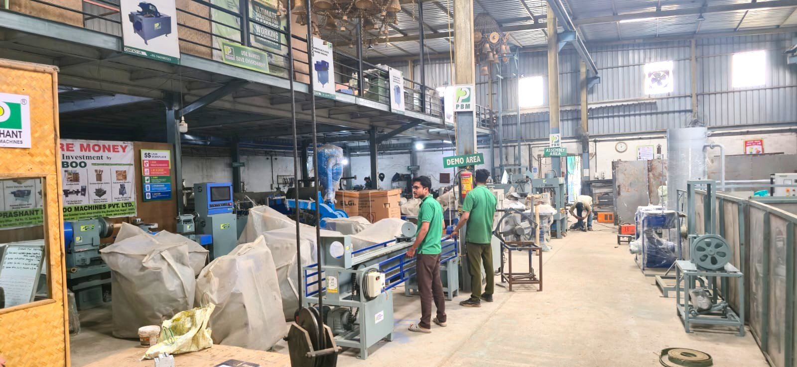 Our engineers demonstrating machines